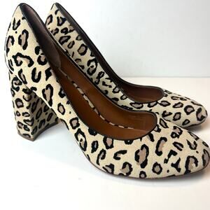 Linea Paolo Brooke Block Heel Leopard Cheetah Pumps Animal Print Heels Sz 10.5